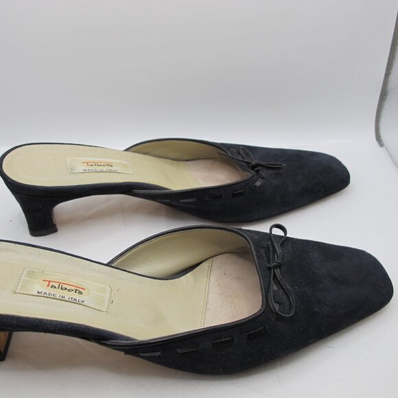 Talbot’s black suede slide with leather stitching and bow detail 8.5N - Picture 3 of 6